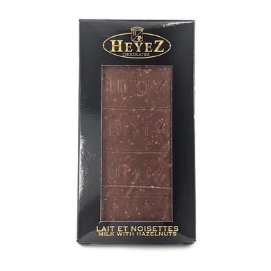 Belgian chocolate bar with milk and hazelnuts