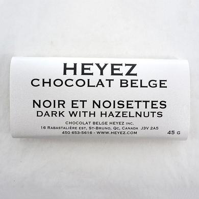 Dark Belgian chocolate bar with hazelnuts