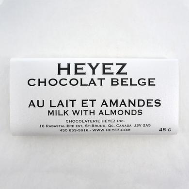 Belgian chocolate bar with milk and almonds