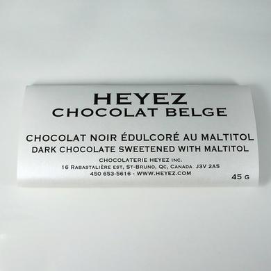 Black Belgian chocolate bar sweetened with maltitol